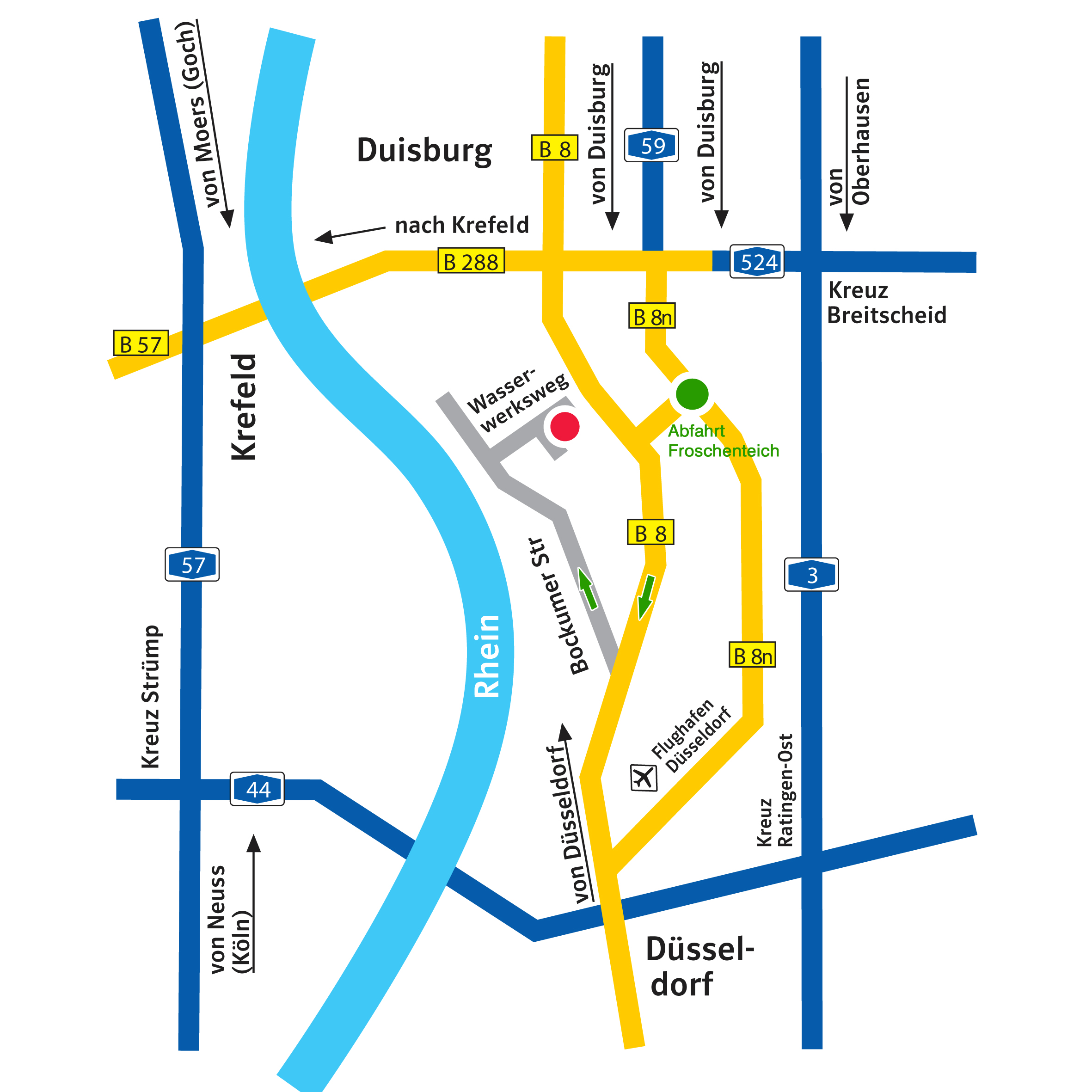 Ausschnitt aus Straßenkarte mit Anfahrtsskizze