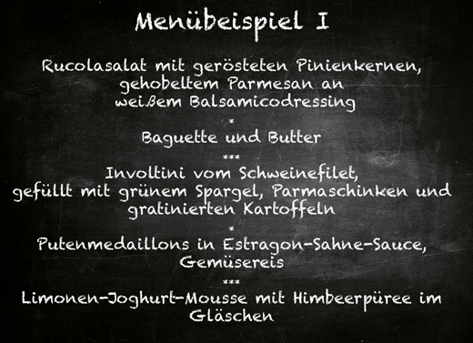 Beispieldarstellung eines Menüs