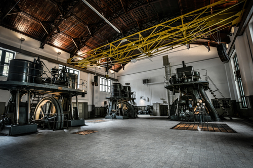 Maschinenhaus im historischen Wasserwerk Bockum