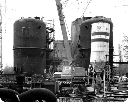 Bau der Filteranlagen in Wittlaer