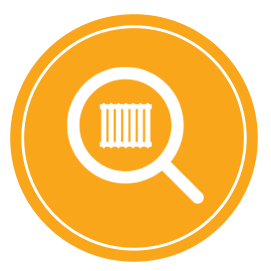 Grafik Heizung unter einer Lupe