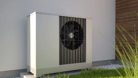 Wärmepumpe an einer Hauswand