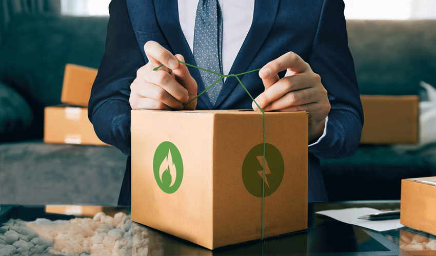 Bild von Paket mit Strom und Gas Symbol